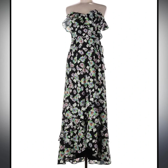 AIDAN MATTOX Strapless High Low Floral Wedding Gown Size 2 - Picture 2 of 16